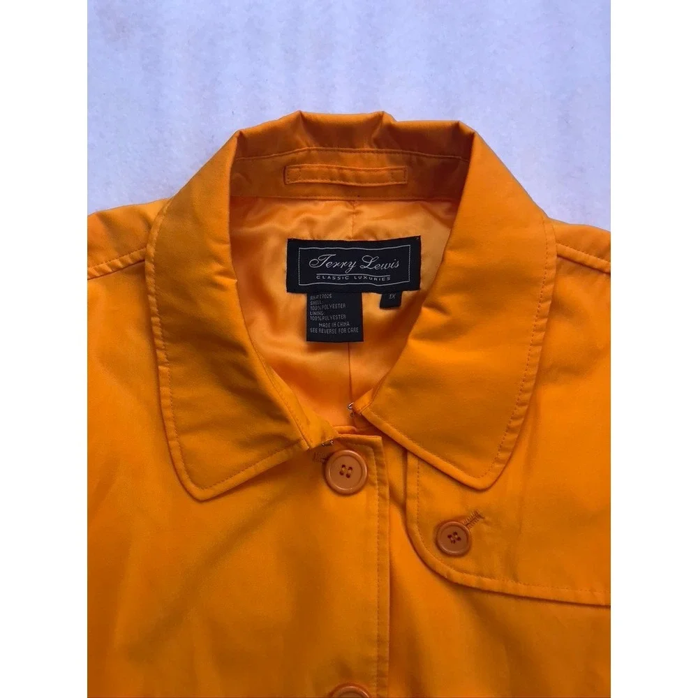 Terry Lewis Classic Luxuries Women Orange‎ Belted Trench Coat Rain Jacket 1X NEW